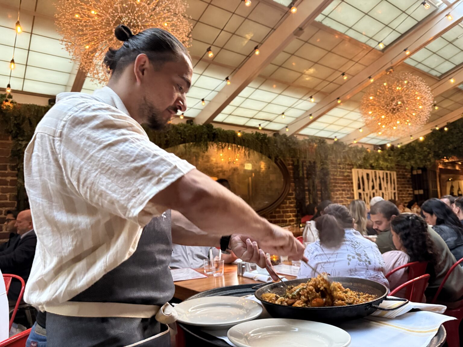 Seafood paella being served at Caf&eacute; Ba-Ba-Reba.