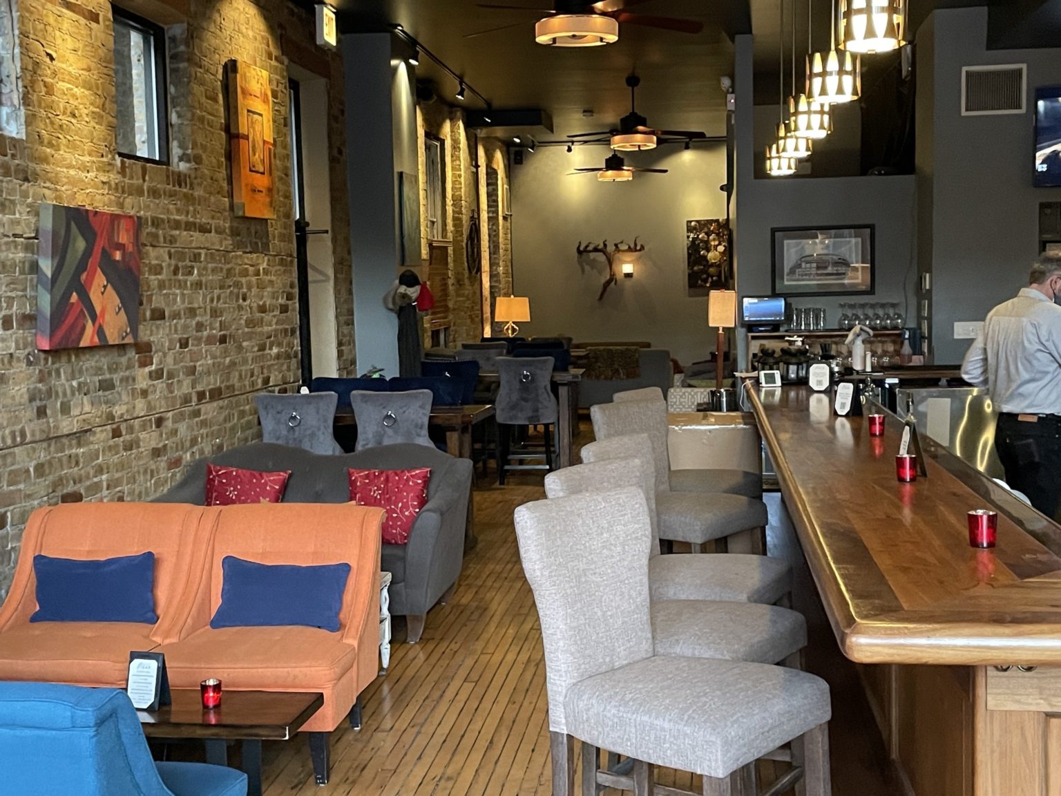The cozy interior at J9 Wine Bar.