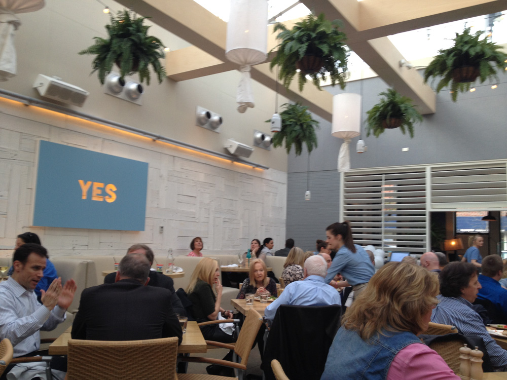 The bright, airy interior at Summer House Santa Monica.