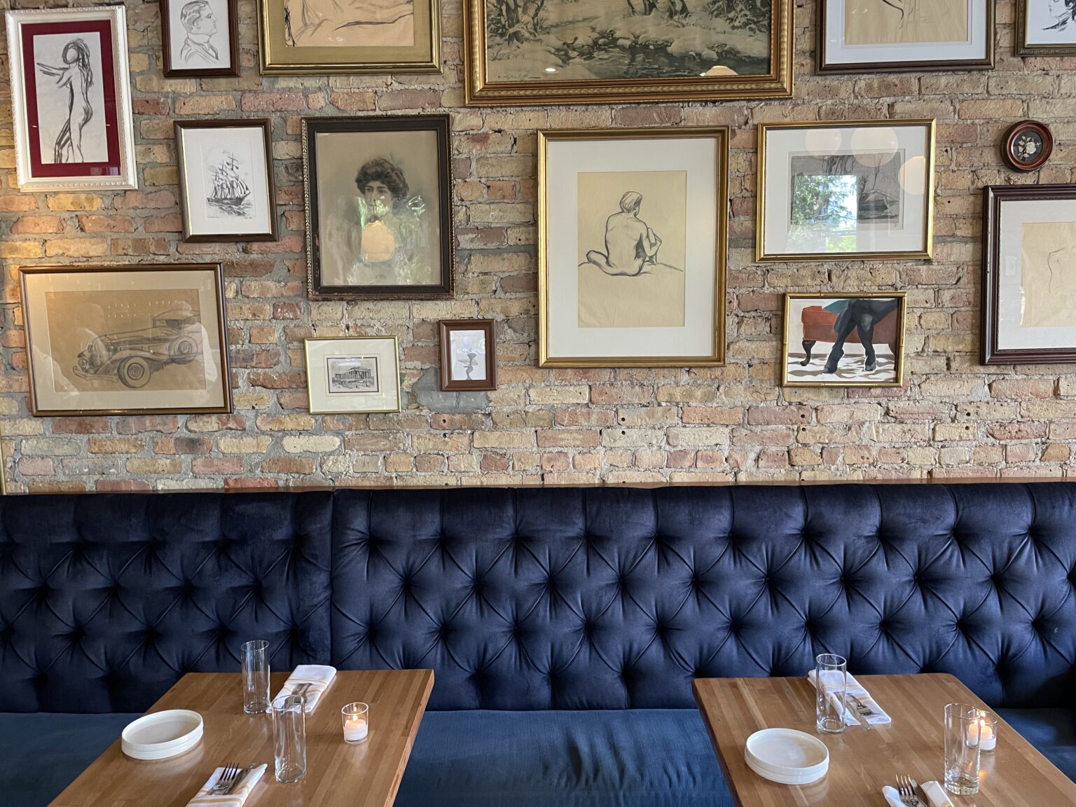 The art-filled interior at Willow Room.