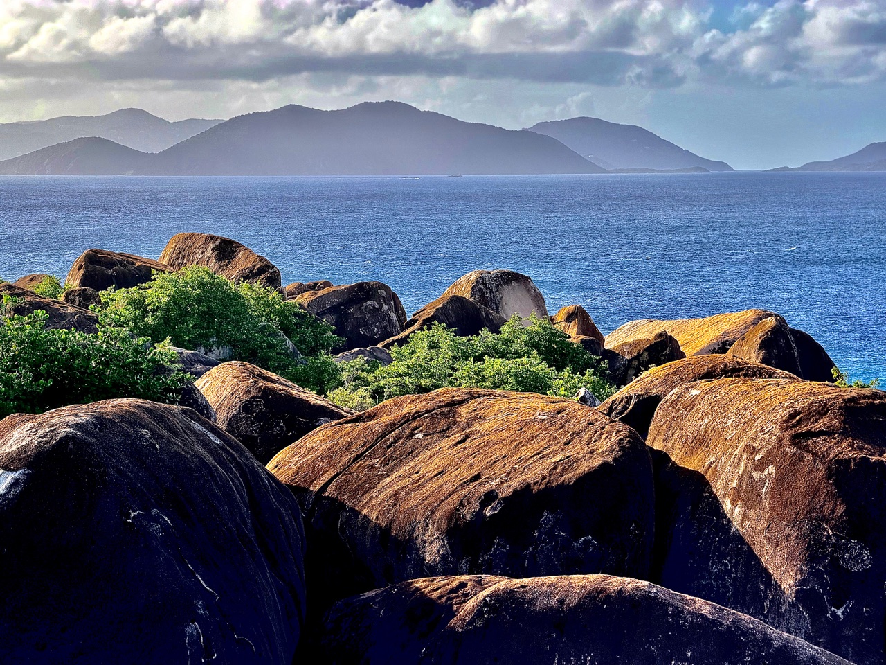 Massive granite boulders overlooking the sea on Virgin Gorda.