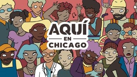 Aquí en Chicago — official exhibition graphic