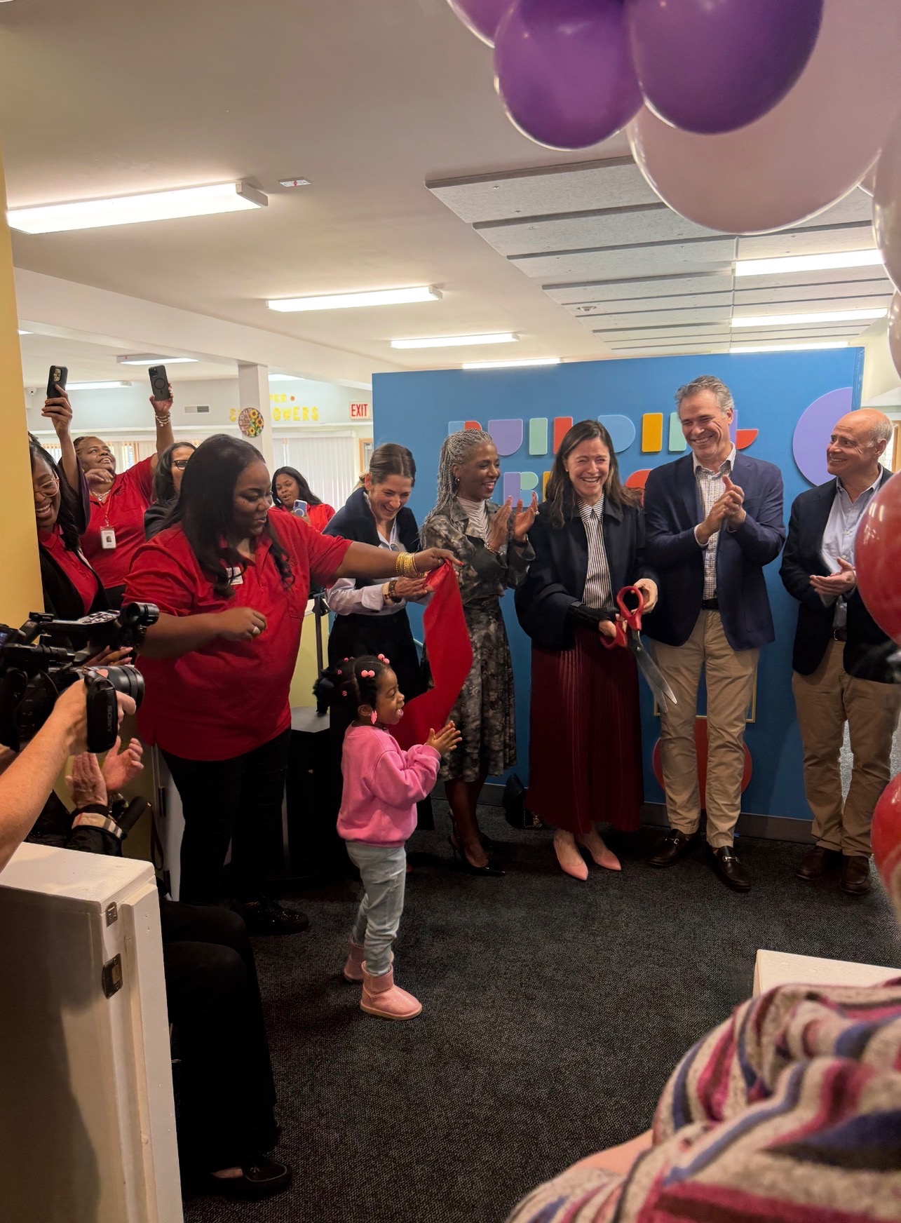 The Block and Stineman families at the Building Blocks dedication