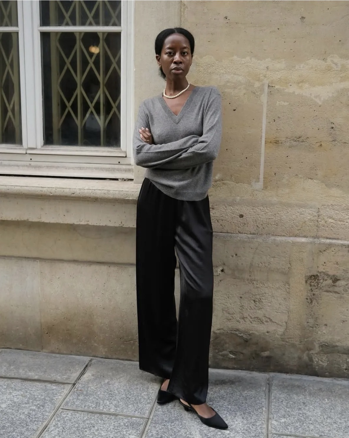 Cashmere and satin pants