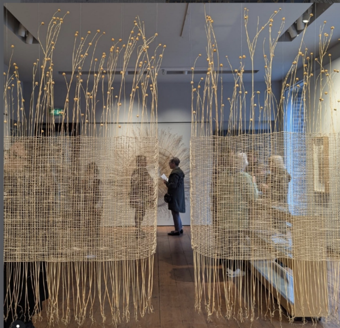 Open weave linen showing flax fibers