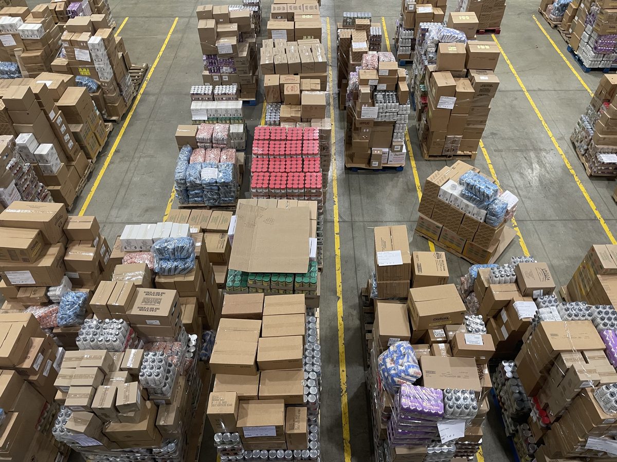 Overhead view of pallets at the GCFD