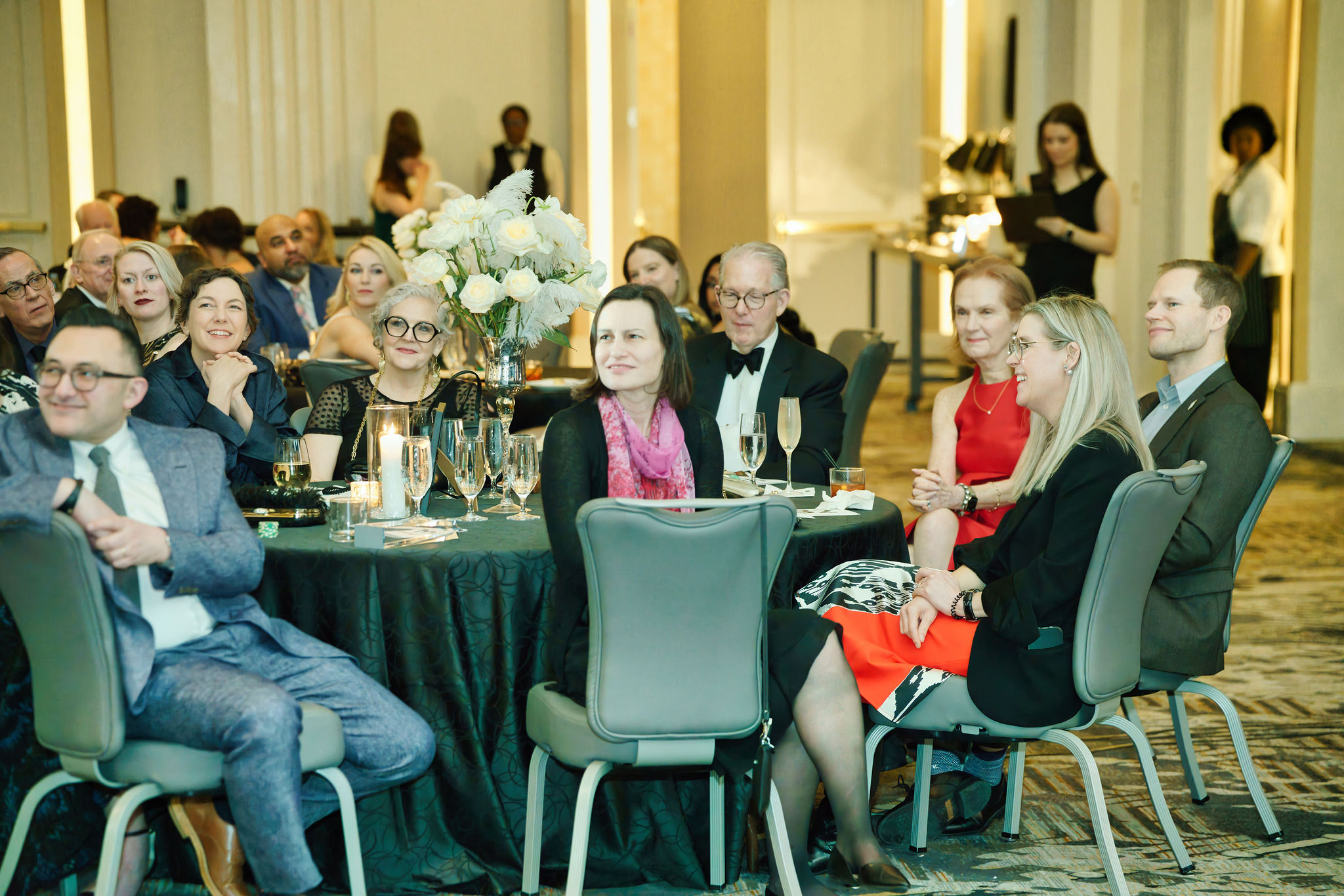 JLC President Sarah McCarron Burns, JLC Past President Francia Harrington, Alderman Timmy Knudsen, Chicago Public Library Commissioner Chris Brown, and others enjoy JLC Annual Gala