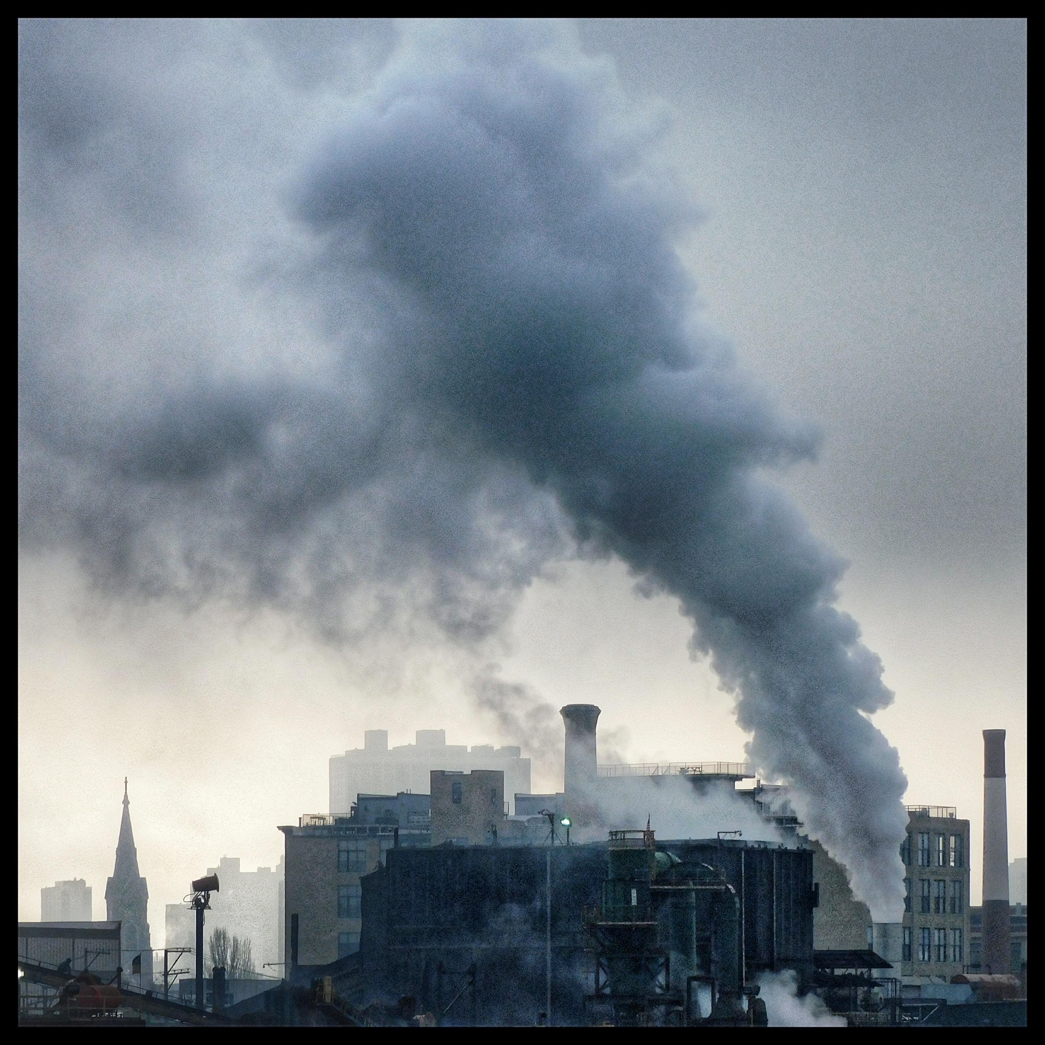 Chicago smokestack and skyline