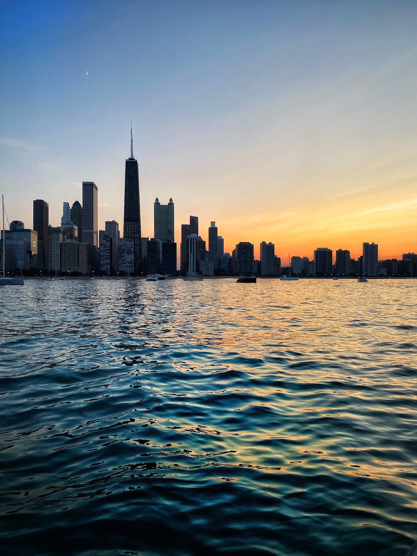 Chicago skyline at sunset