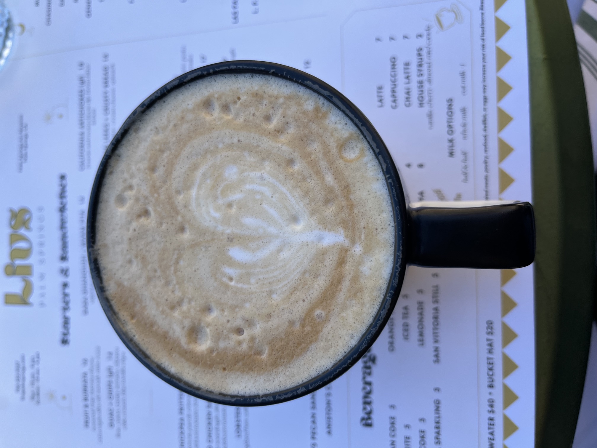 Latte with cactus foam at Livs