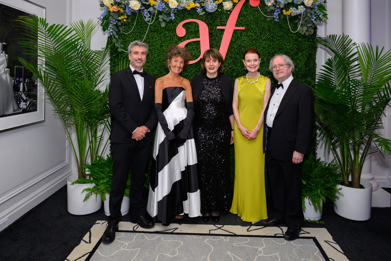 Left to right: Cl&eacute;ment Calais, Consul adjoint; Gloria Groom; Consul Charlotte Montel; Mary Ellen Connellan; and Richard Shepro
