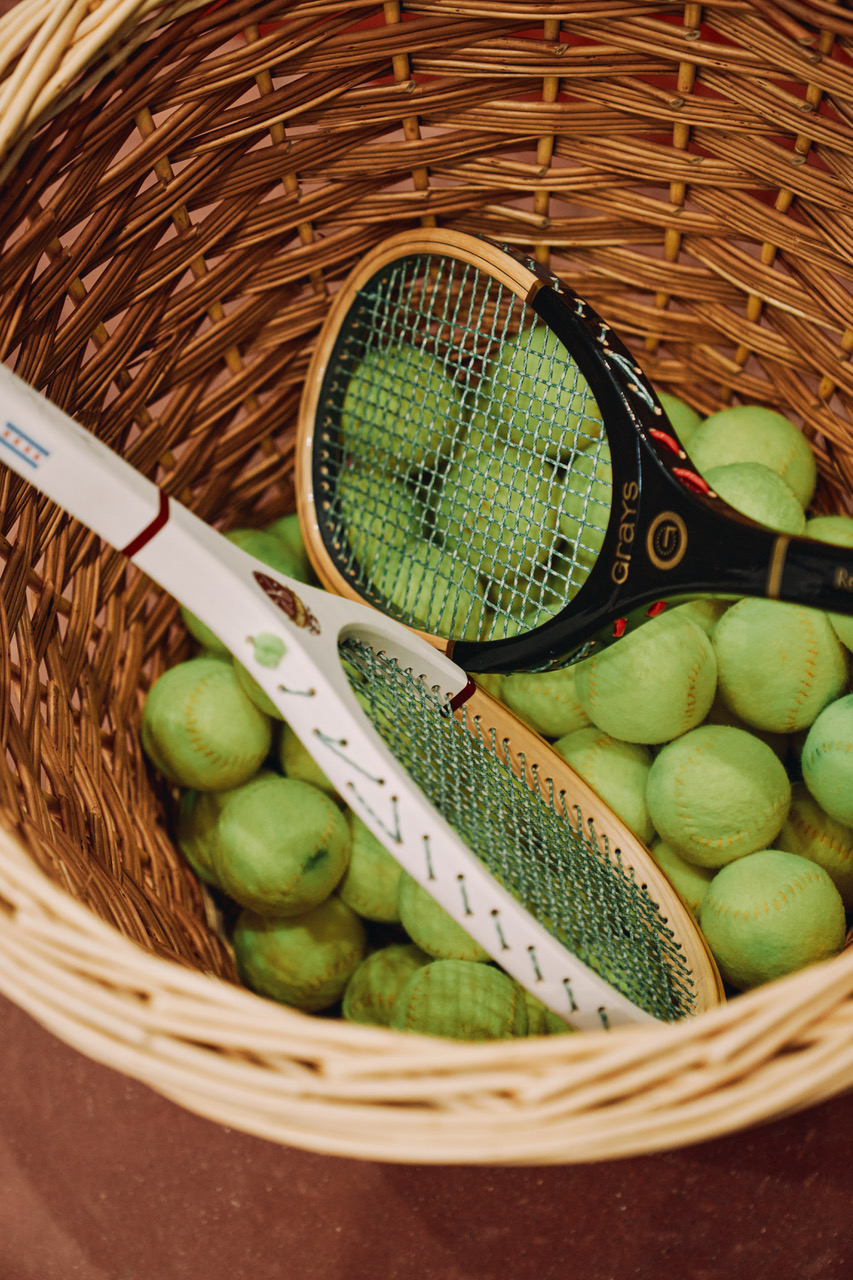 Hand-sewn court tennis balls