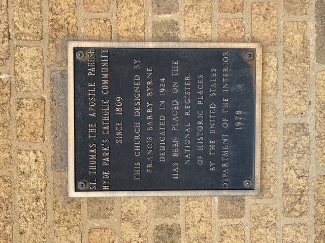 National Landmark plaque at St. Thomas the Apostle Church