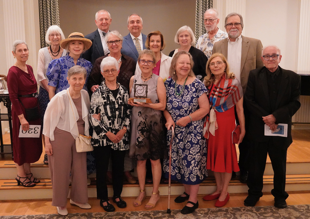 Friends of Historic Second Church board members and docents with Linda Miller