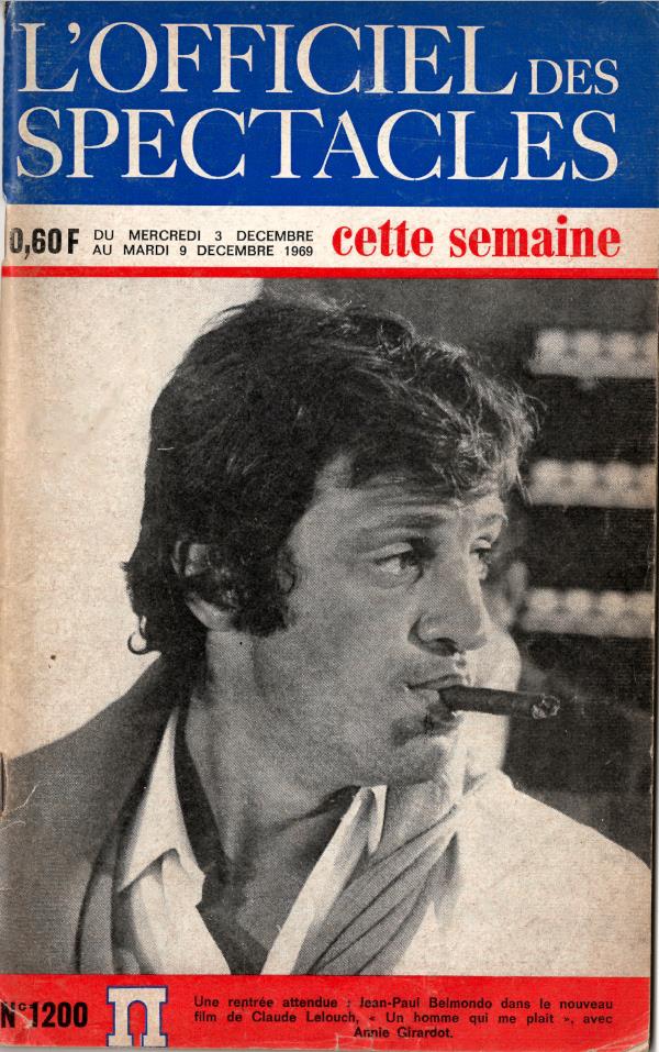 Vintage cover of L'Officiel des Spectacles featuring Jean-Paul Belmondo