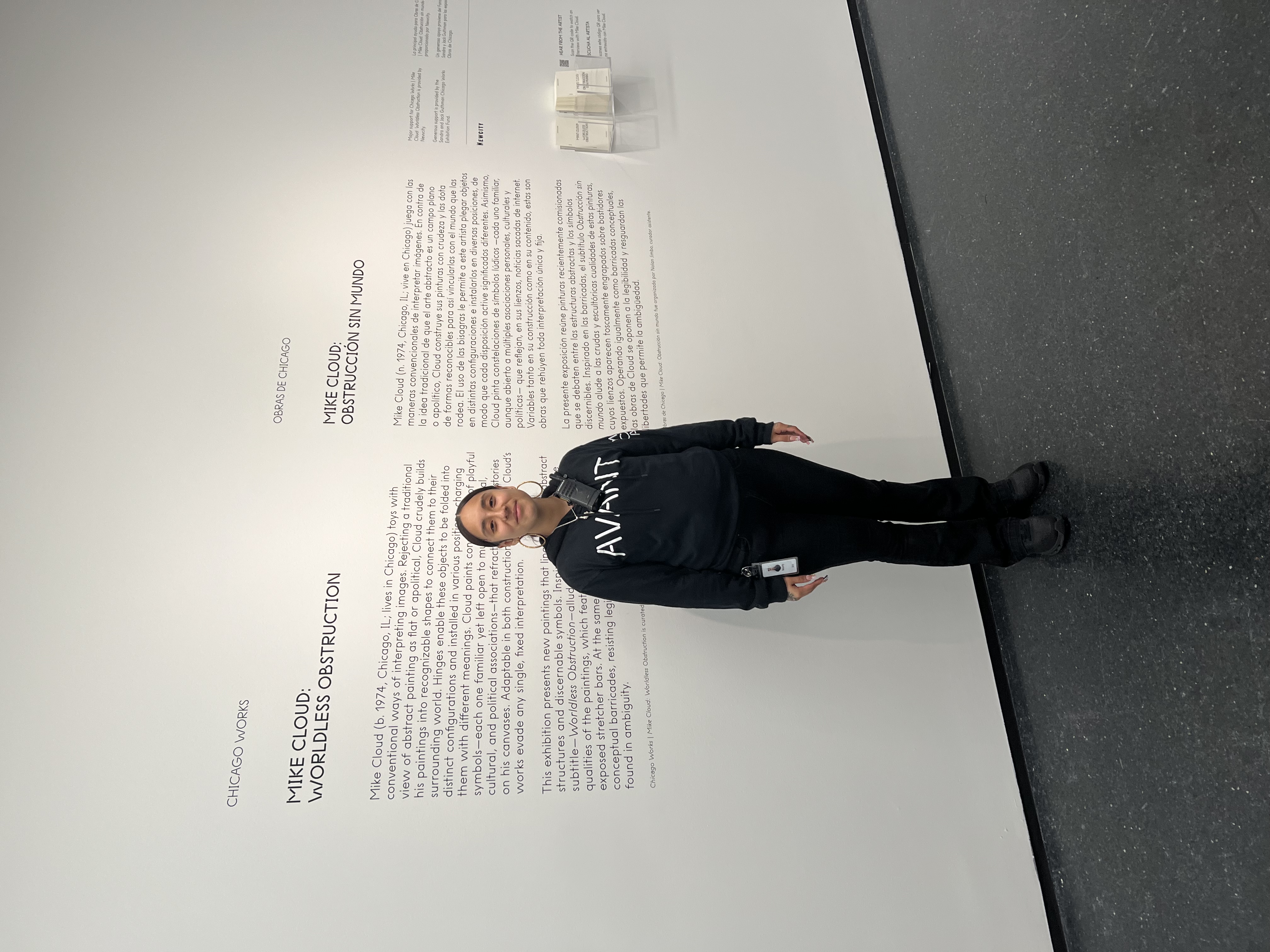 MCA employee and wall text for Wordless Obstruction