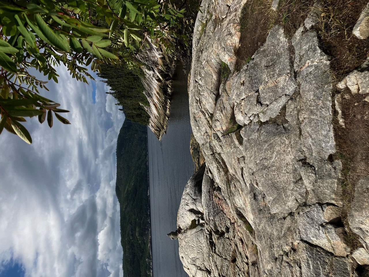 A rock formation along the shore