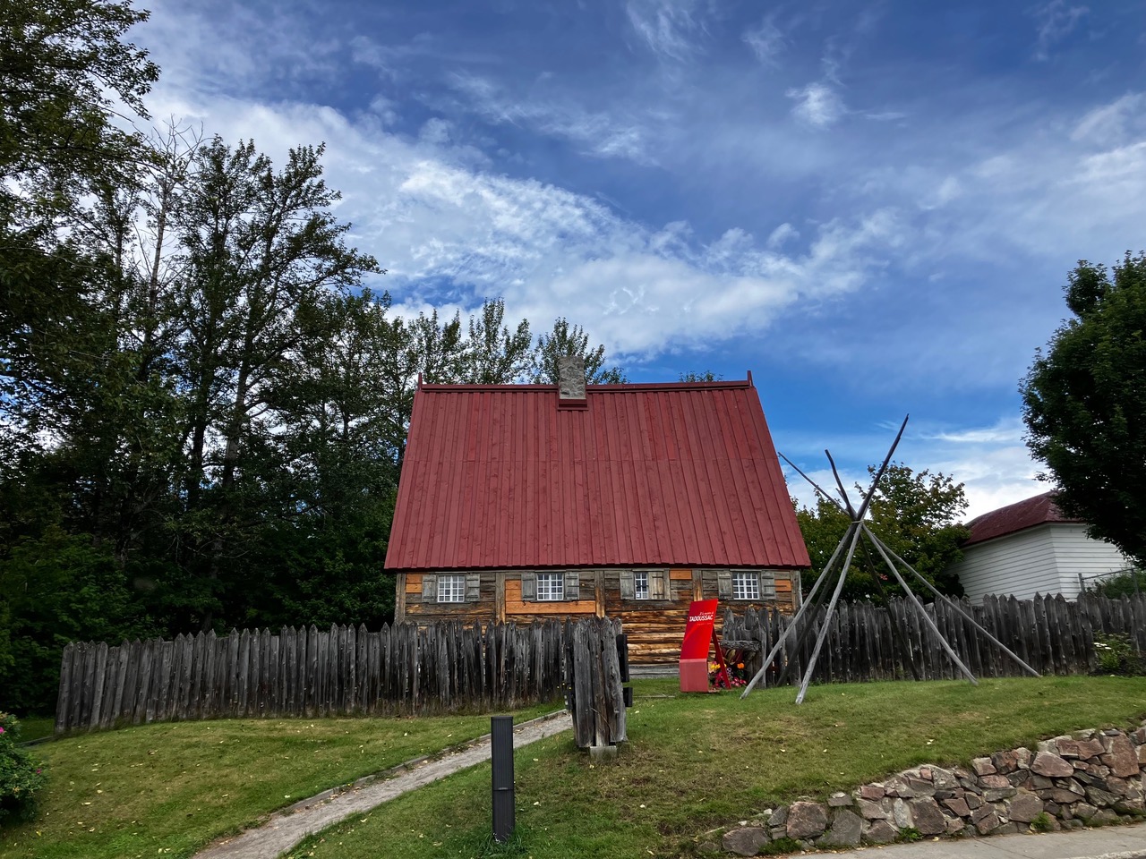 A historic red-roofed building
