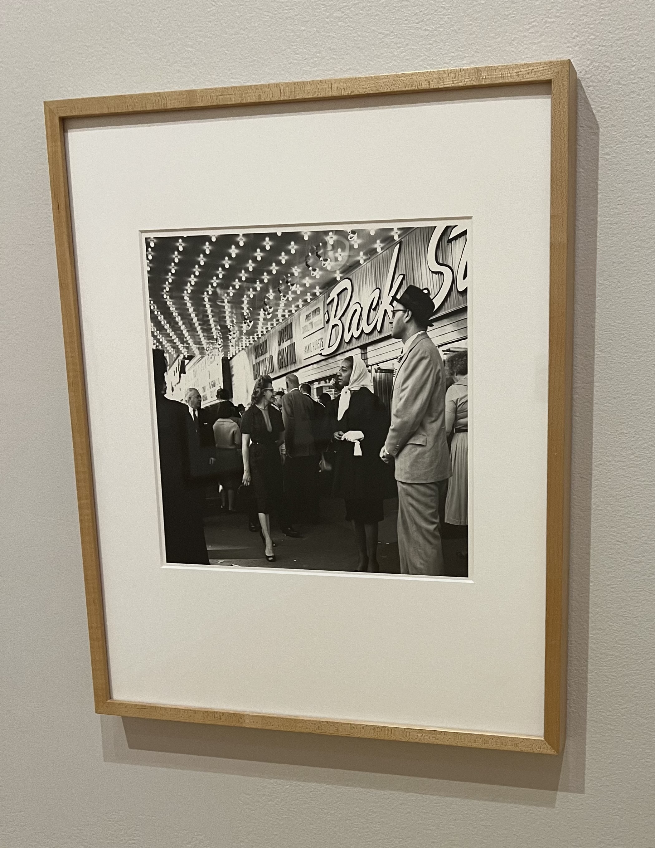 A view of a photograph by Vivian Maier, At the Balaban and Katz United Artist Theater, 1961, Chicago, IL