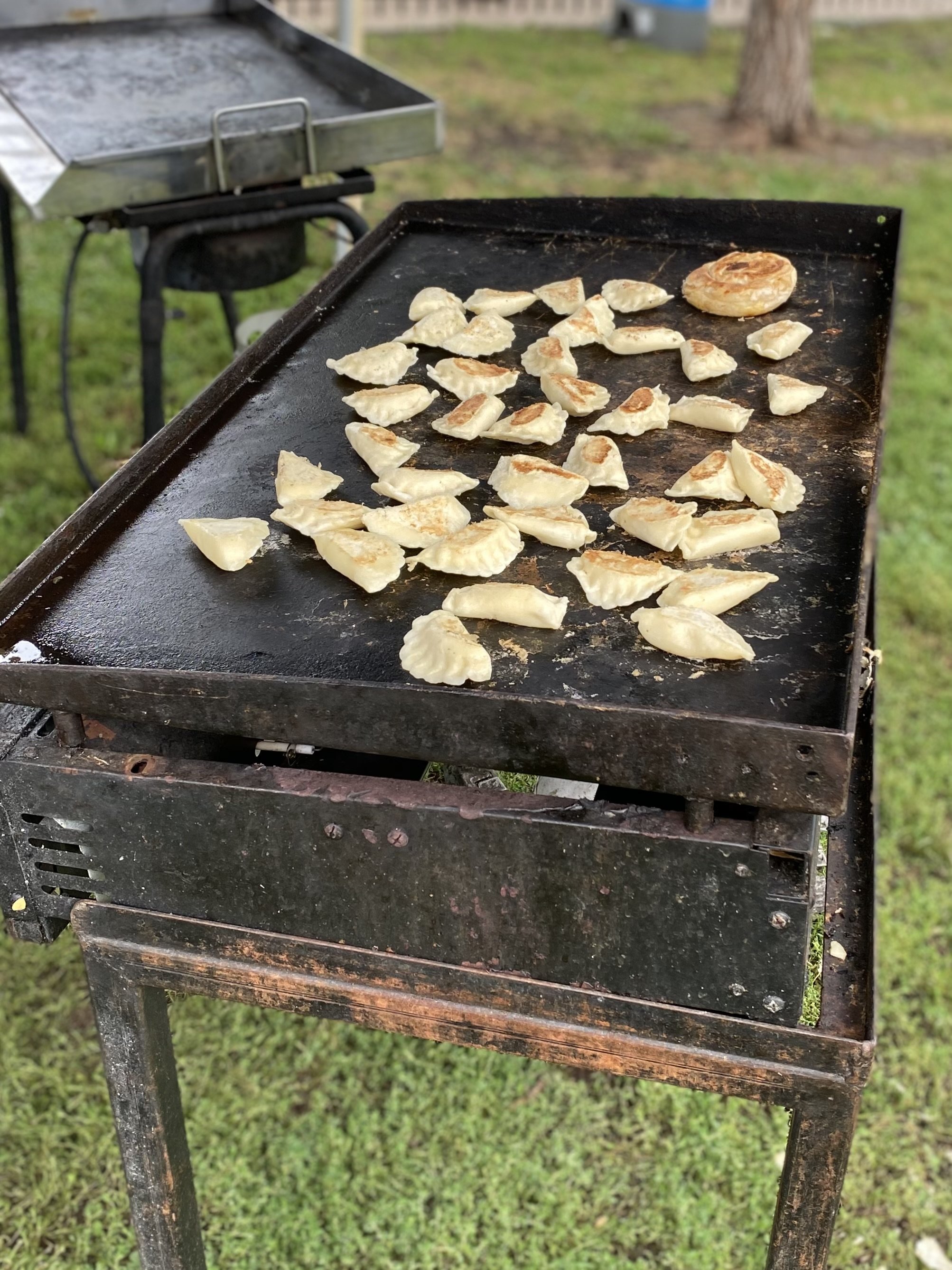 Pierogis on the grill