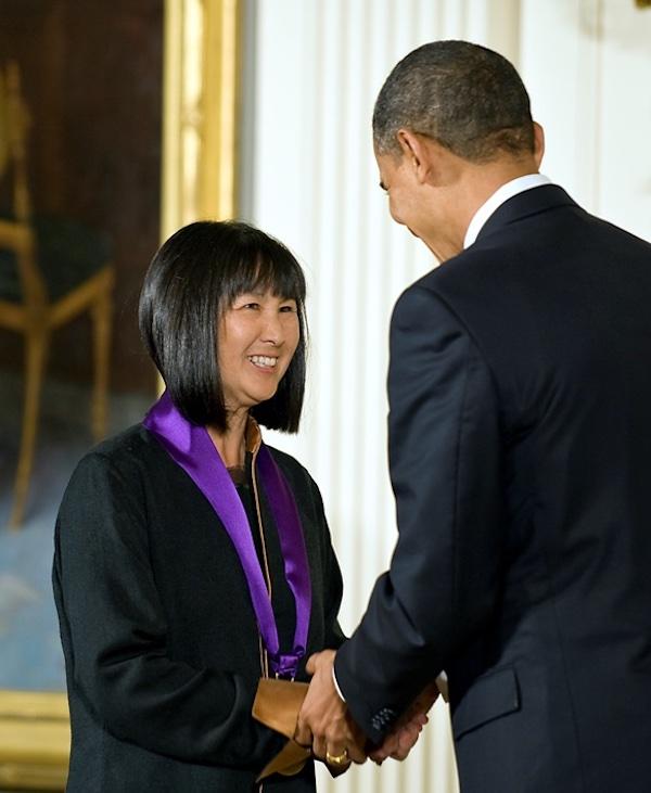 2009 National Medal of Arts recipient Maya Lin receives her medal from President Barack Obama at an East Room ceremony at the White House on February 25, 2010. Photo: Richard Frasier. Public Domain